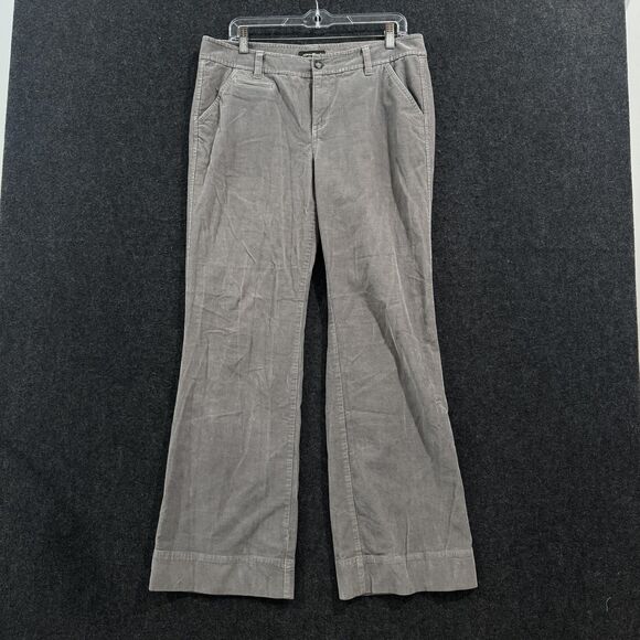 Eddie Bauer Pants Womens 10 Gray Corduroy Wide Leg Casual Stretch Trousers - Picture 1 of 10